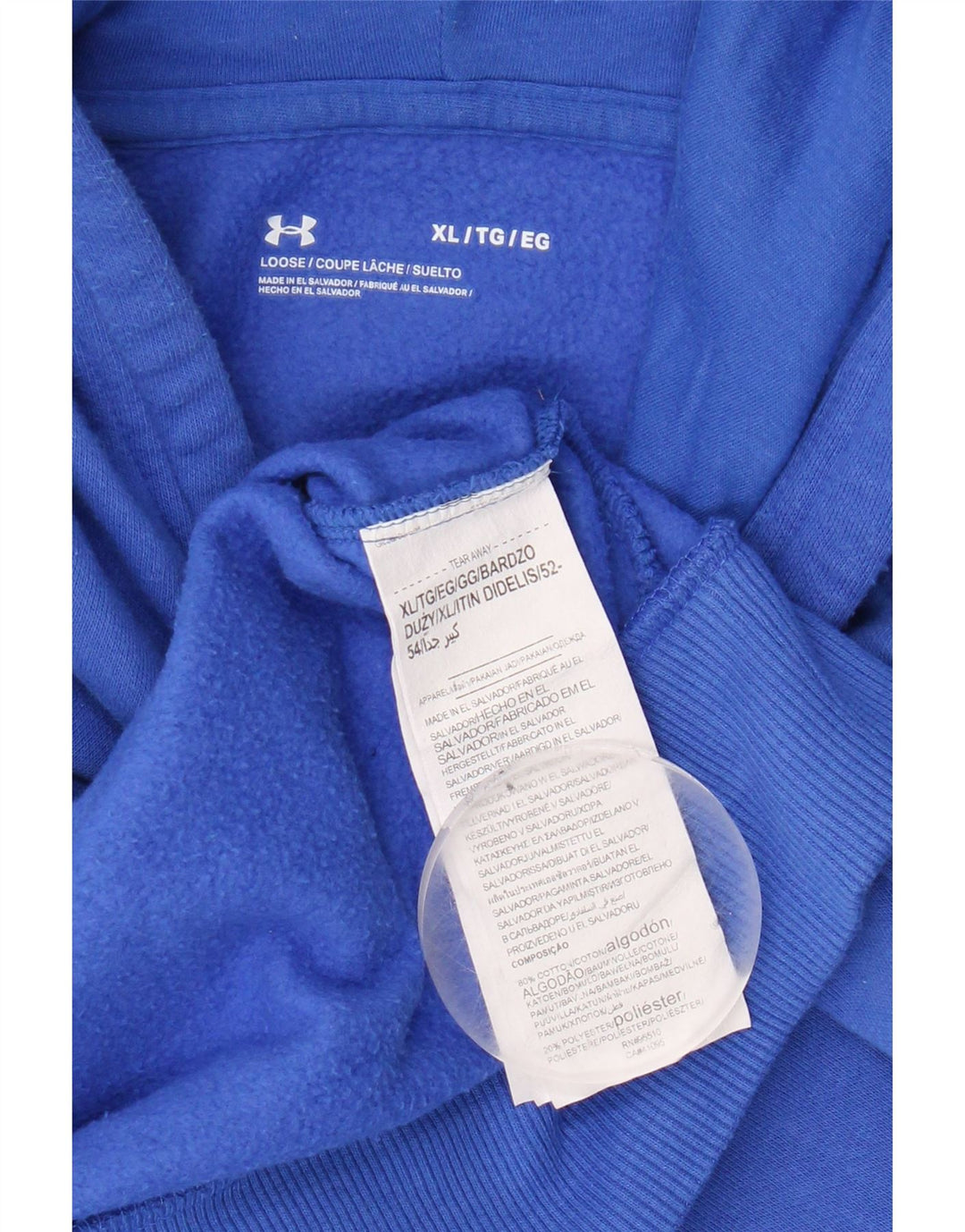 UNDER ARMOUR Mens Hoodie Jumper XL Blue Cotton Vintage Under Armour and Second-Hand Under Armour from Messina Hembry 