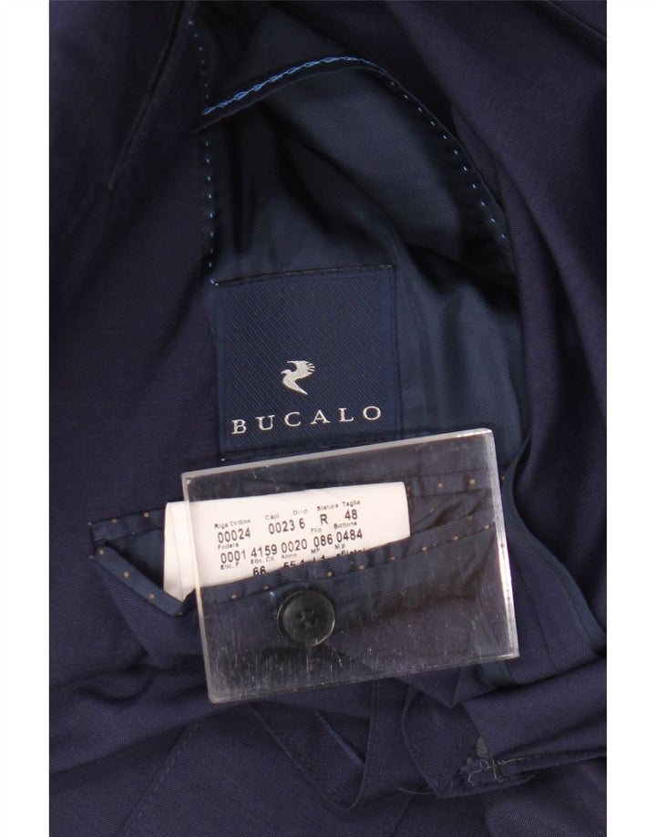 VINTAGE Herren 2-Knopf-Blazerjacke IT 48 Mittelmarineblaue Viskose