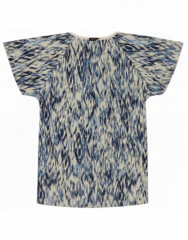 M&Co Womens Blouse Top UK 10 Small Blue Ikat Cotton