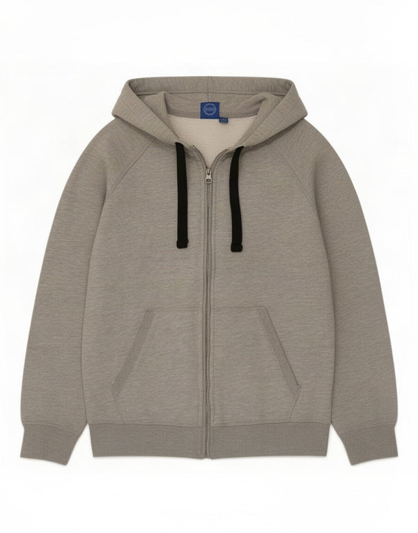 Adidas Damen Zip Hoodie Pullover UK 14 Mittelgraue Baumwolle