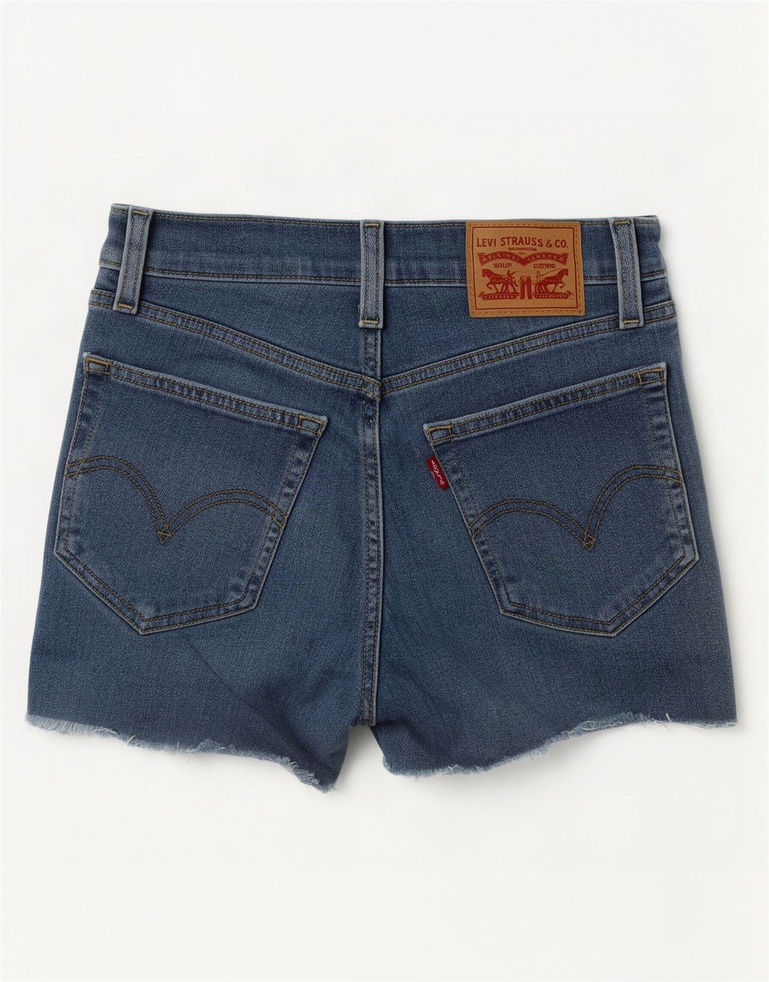 Levi's Damen-Jeansshorts im Distressed-Look, W27, klein, aus blauer Baumwolle