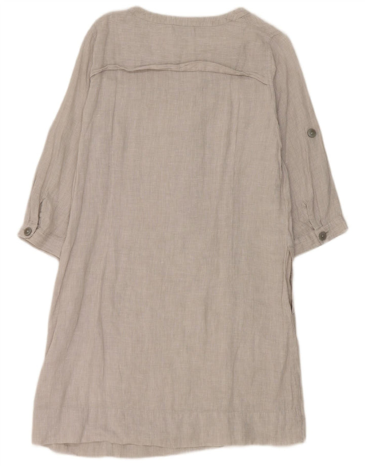 Marks & Spencer Damen-Etuikleid mit 3/4-Ärmeln, Gr. 14, Größe L, Grau, Leinen