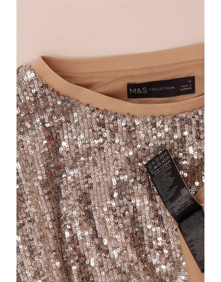 Marks & Spencer Damen-Bluse mit Pailletten, übergroß, Gr. 46, Silber