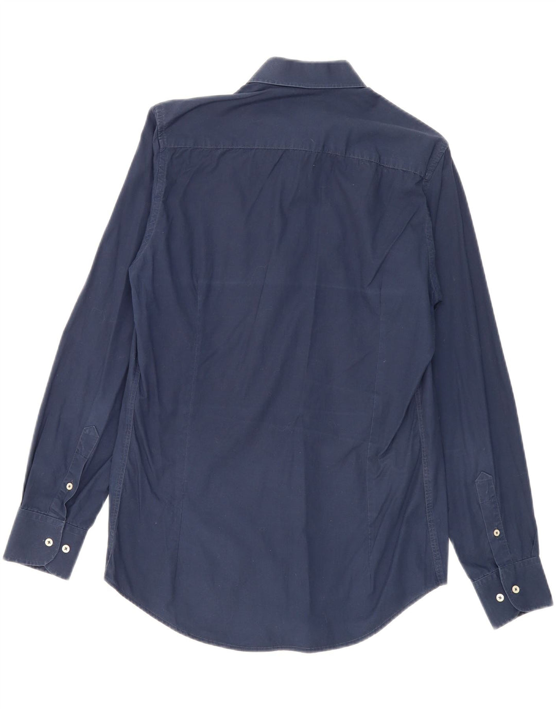Trussardi Herrenhemd, Größe 39/40, mittelmarineblaue Baumwolle