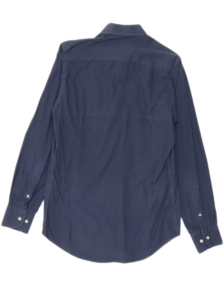 Trussardi Herrenhemd, Größe 39/40, mittelmarineblaue Baumwolle