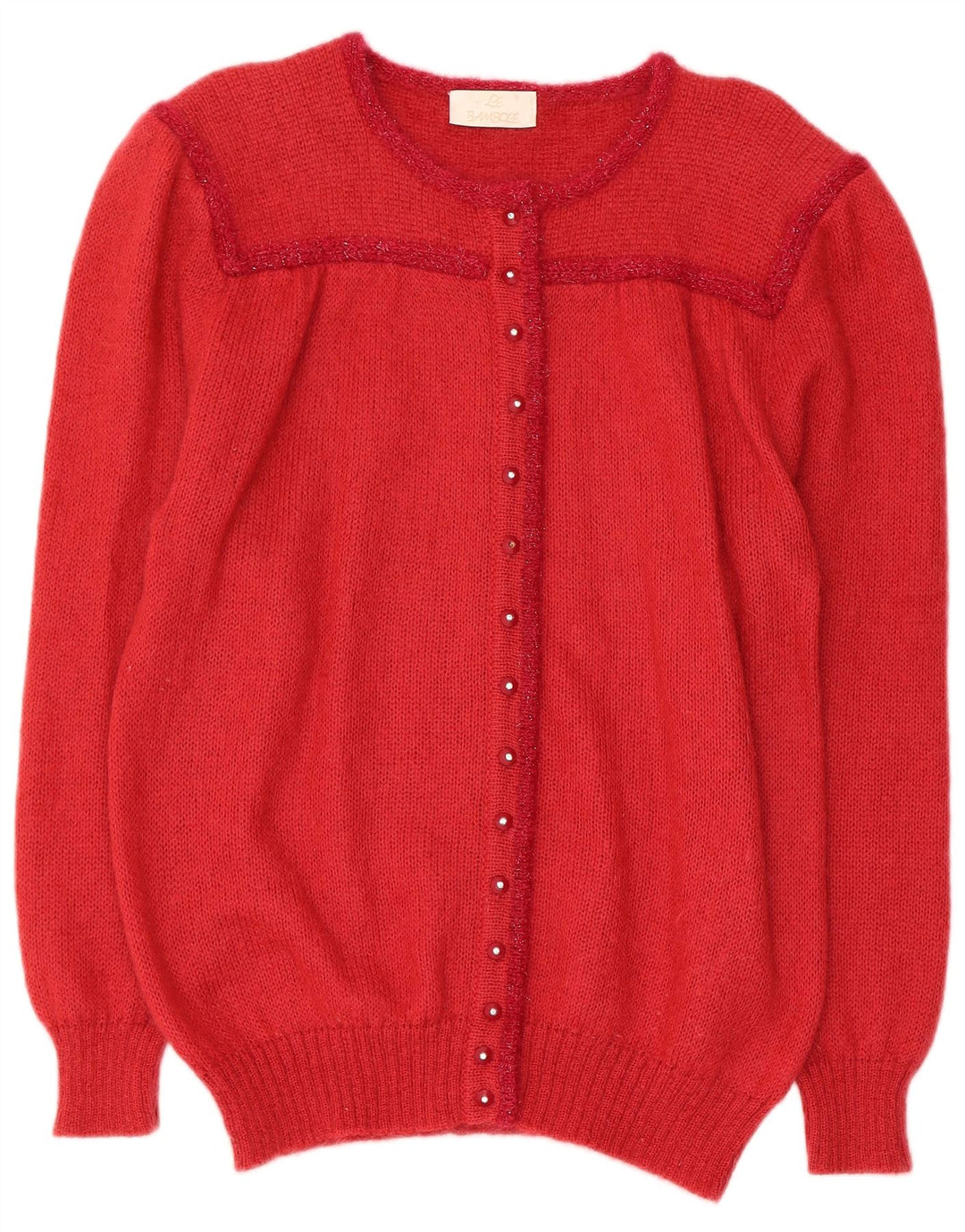 LE BAMBOLE Damen Strickjacke IT 48 XL Roter Mohair