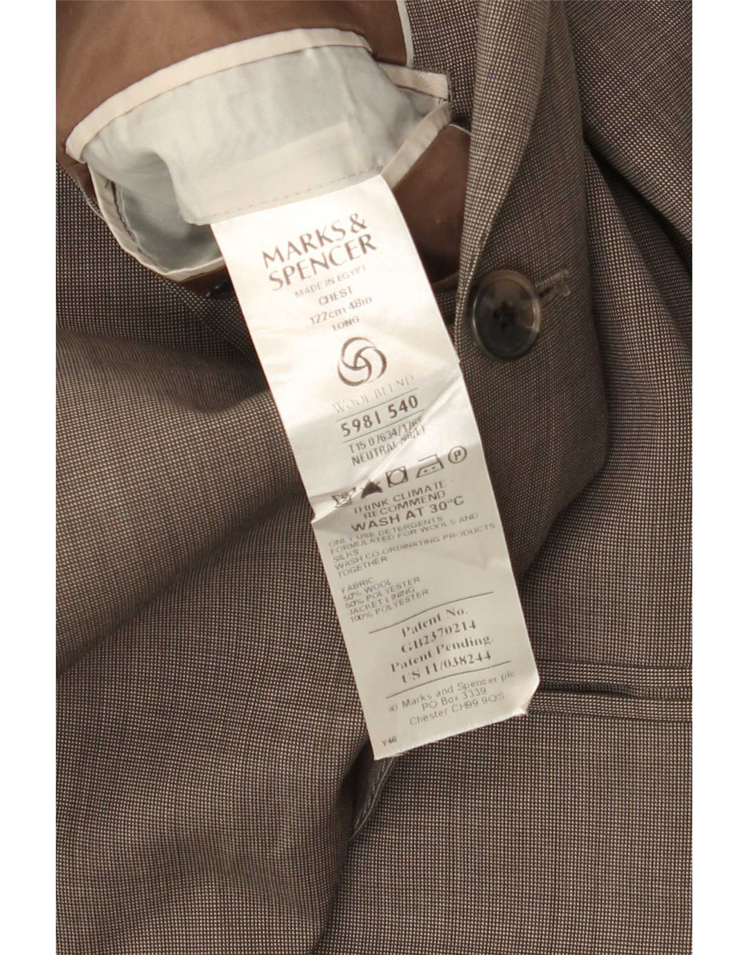 Marks & Spencer Herren-Blazer mit 3 Knöpfen, UK 48, 2XL, beige Wolle