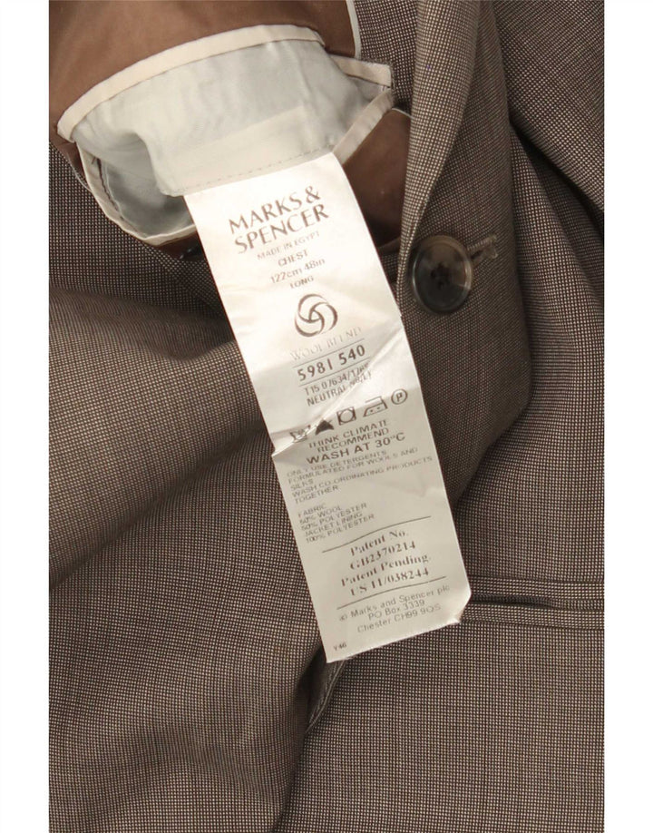 Marks & Spencer Herren-Blazer mit 3 Knöpfen, UK 48, 2XL, beige Wolle