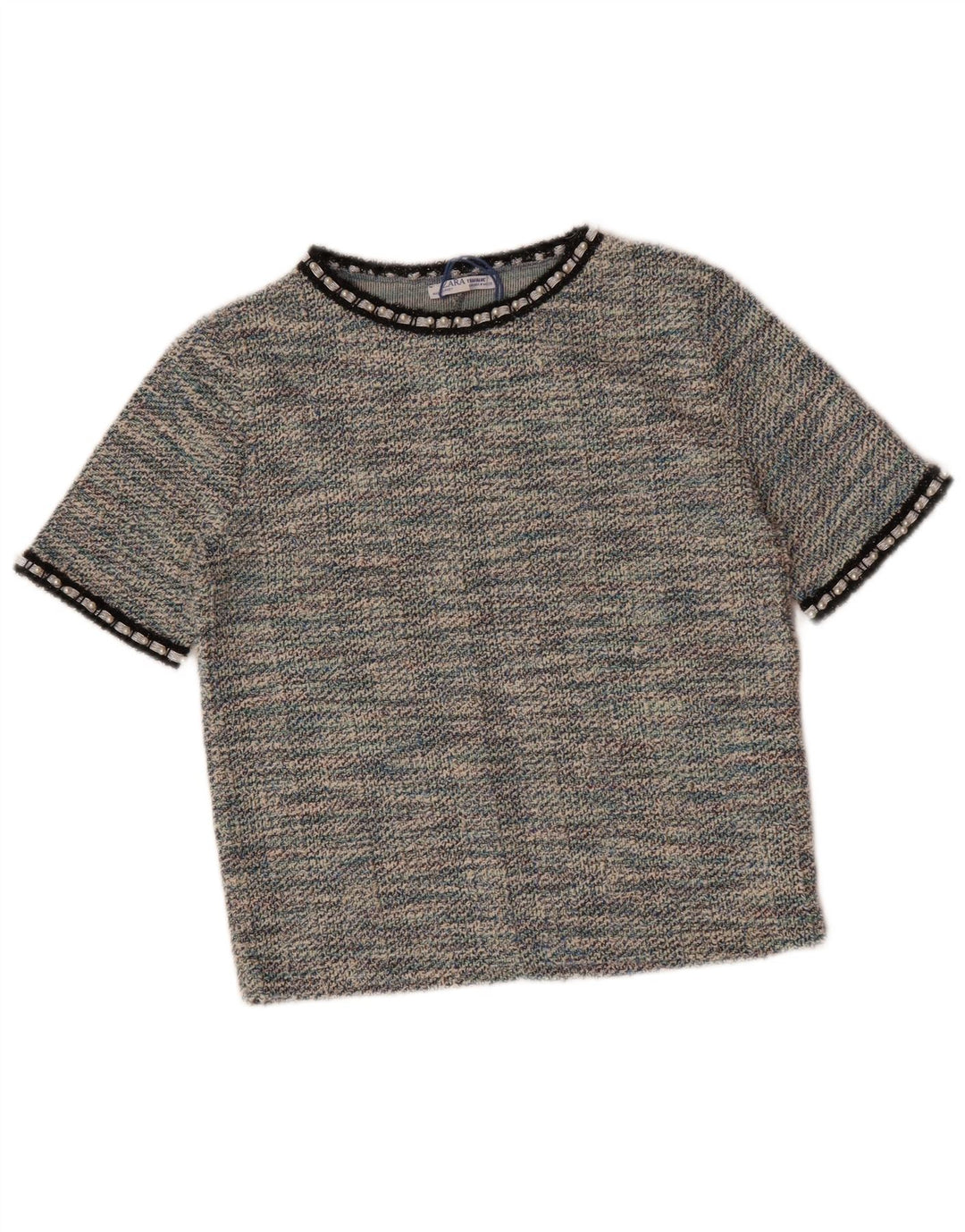 ZARA Womens Crop Blouse Top UK 12 Medium Multicoloured Flecked