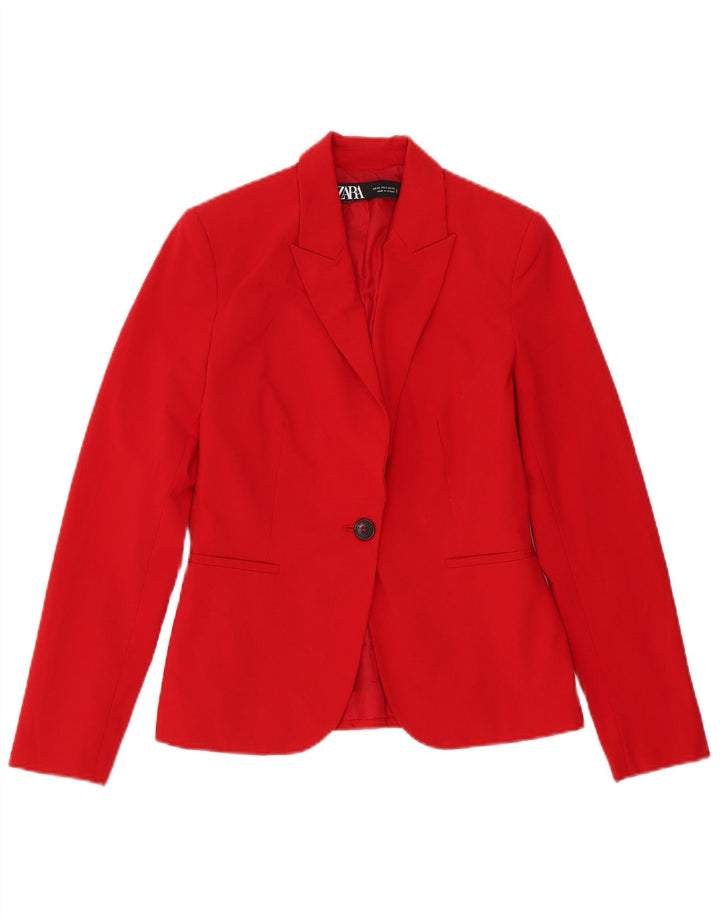 Zara Damen-Blazer mit 1 Knopf, übergroß, EU 34, 2XS, rotes Polyester