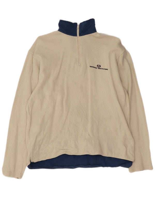 Sergio Tacchini Herren-Oberteil mit Reißverschluss, langärmlig, mittelbeige Baumwolle