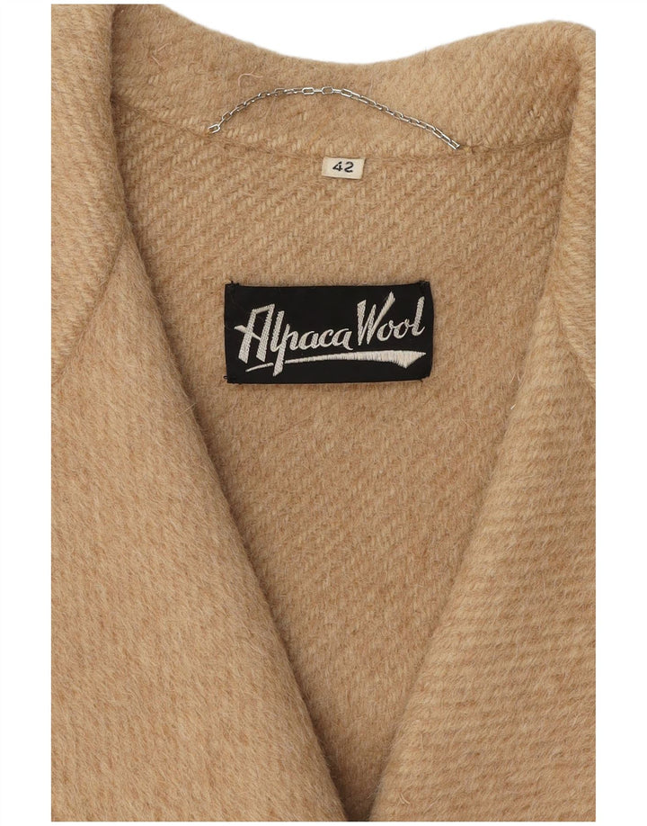 Vintage Damen Zweireihiger Mantel IT 42 Mittelbeige Alpakawolle