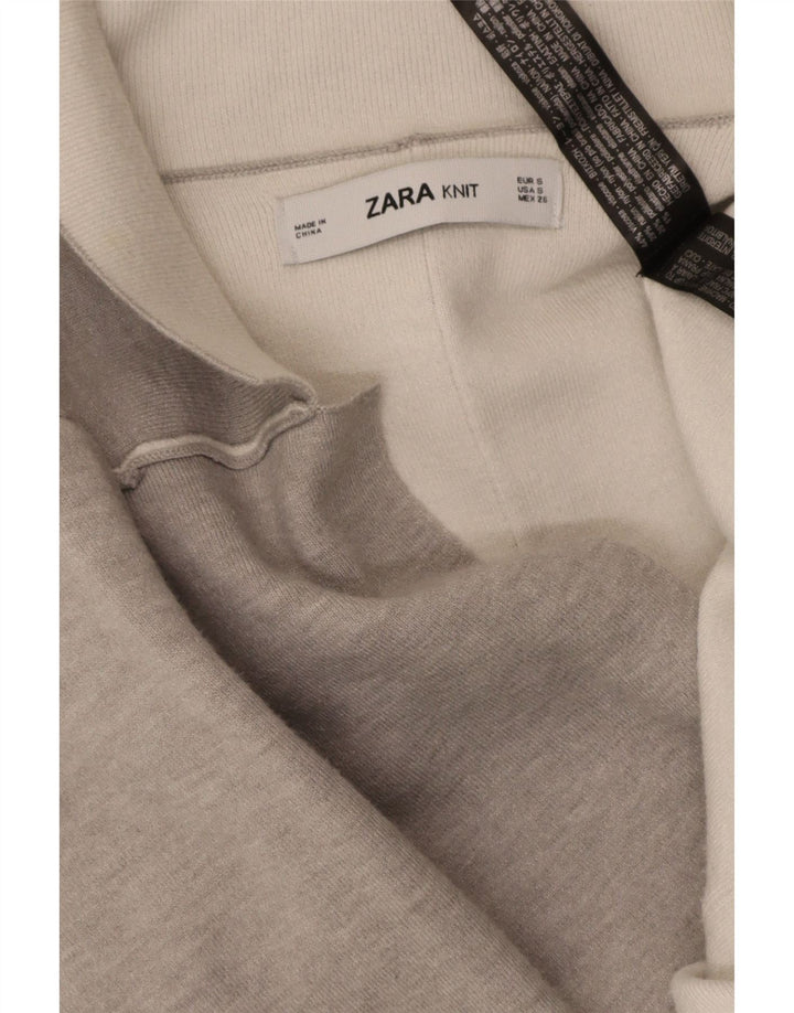 ZARA Womens Longline Open Cardigan Sweater UK 10 Small Grey Viscose