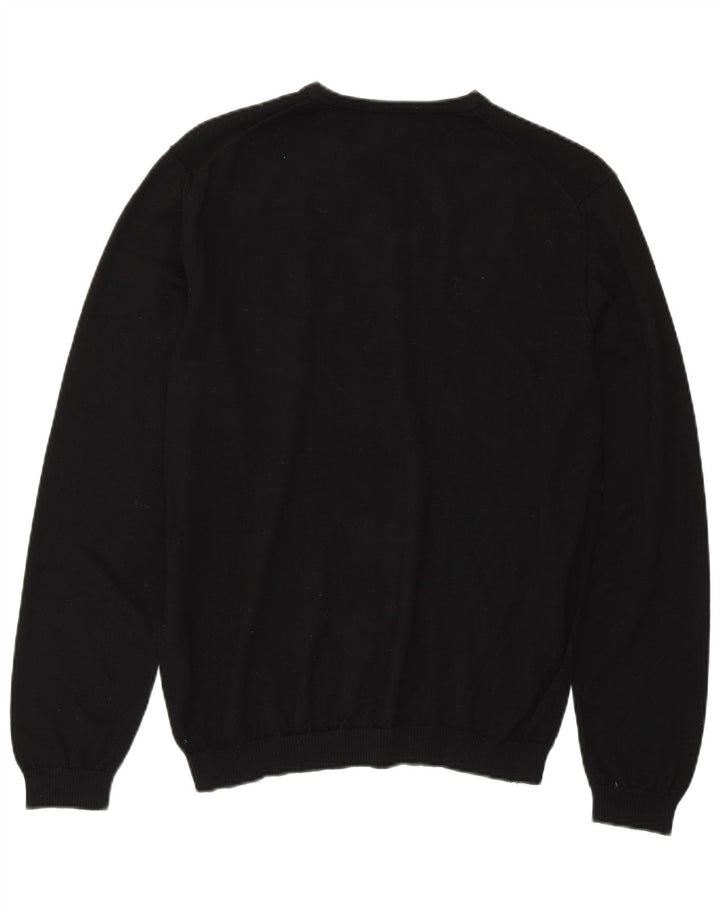 HUGO BOSS Herren Slim Fit V-Ausschnitt Pullover Pullover Große schwarze Wolle