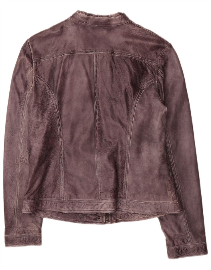 S.Oliver Damen Biker-Lederjacke UK 16 Large Lila Leder
