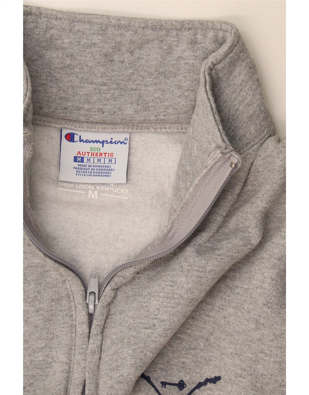 Champion Herren-Sweatshirt mit Reißverschluss am Hals, mittelgraue Baumwolle