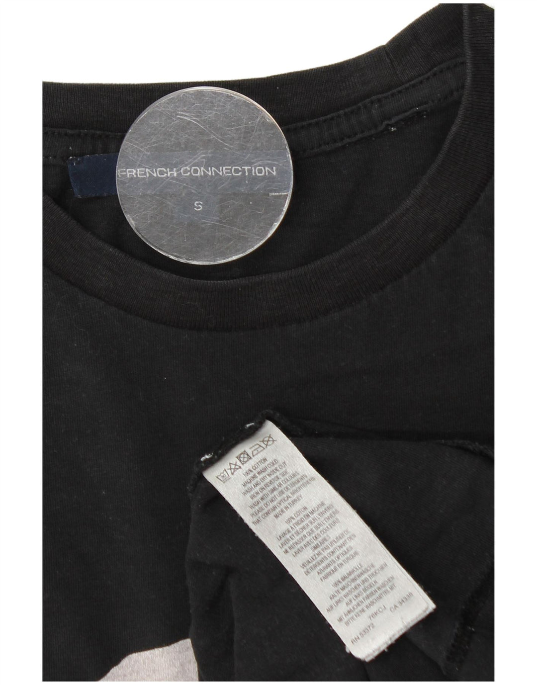French Connection Herren-T-Shirt mit Grafik, Größe S, schwarze Baumwolle