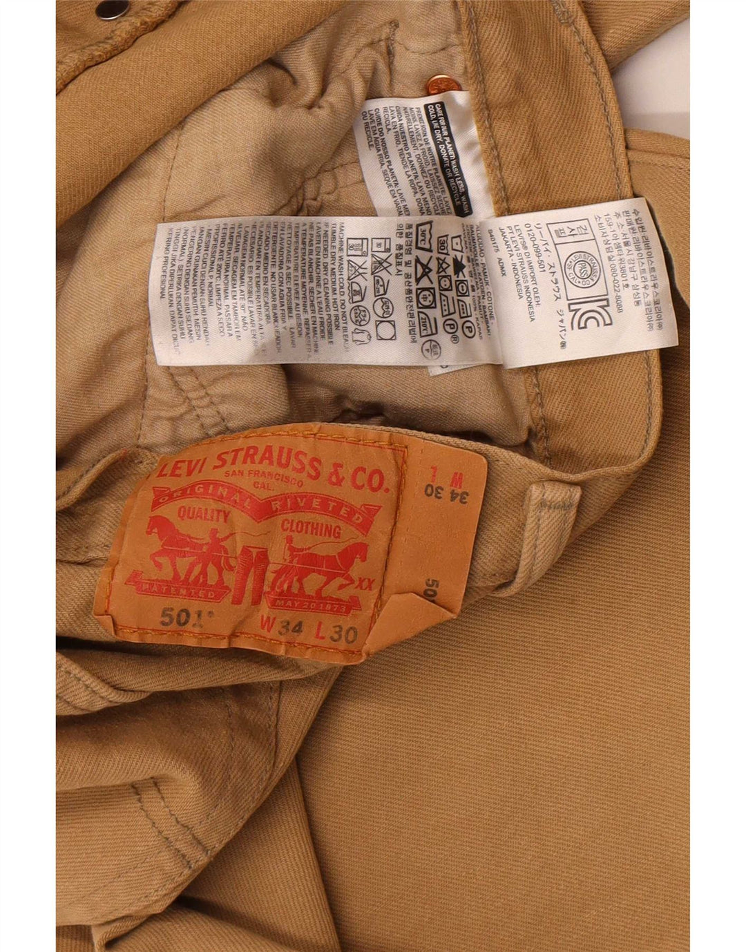 Levi's Herren 501 Stretch Straight Jeans W34 L30 Braune Baumwolle