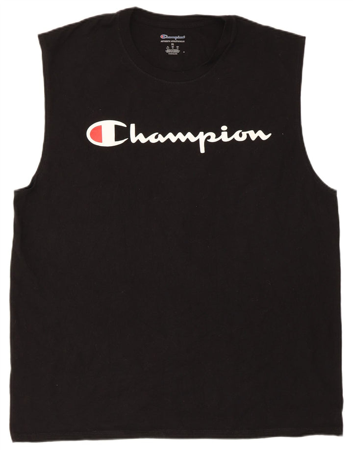 Champion Herren Grafik-Weste-Top XL aus schwarzer Baumwolle