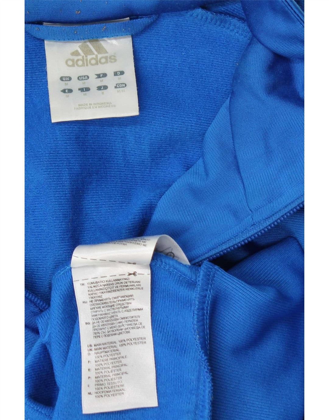 Adidas Herren-Trainingsanzug-Top-Jacke aus mittelblauem Colourblock-Polyester
