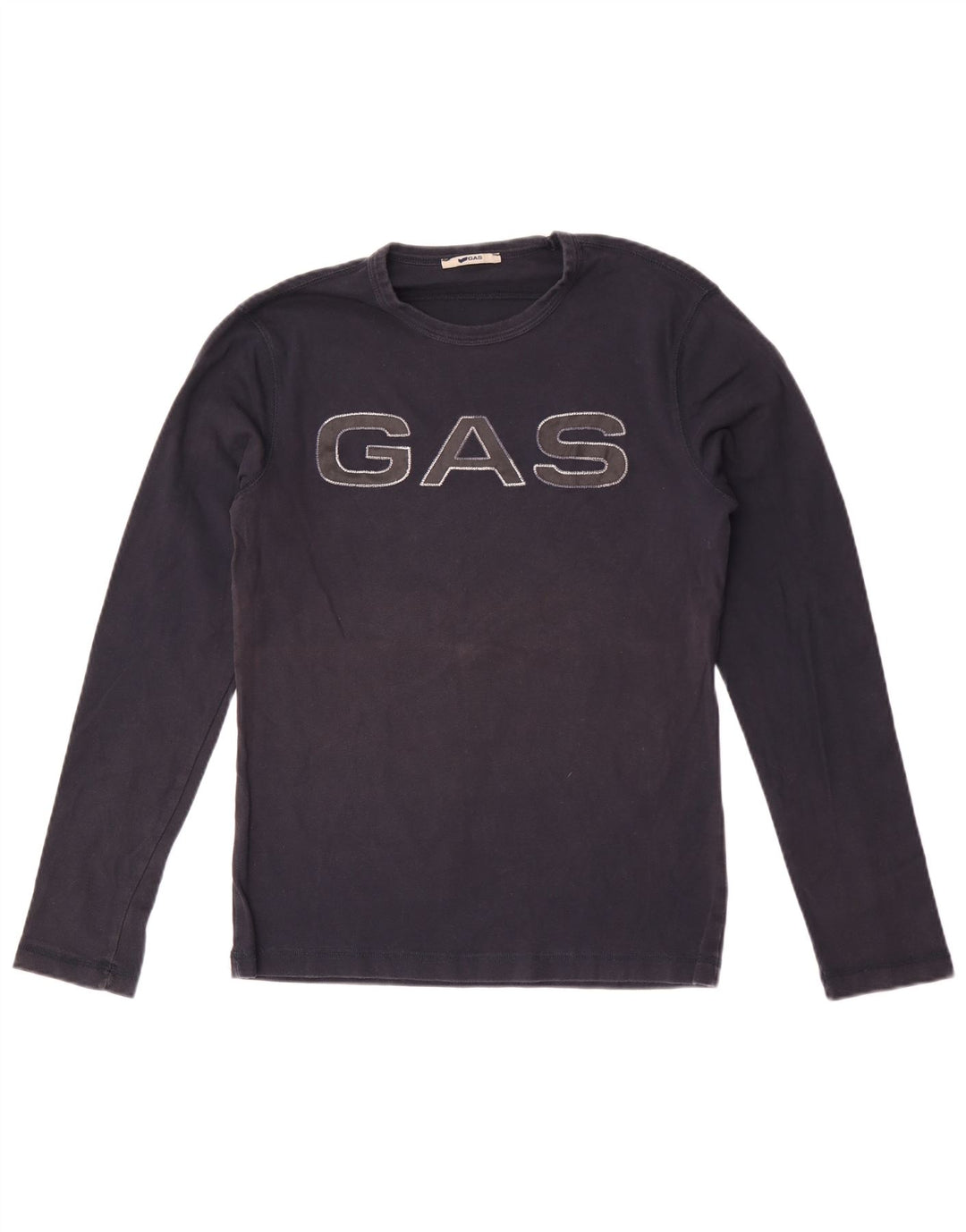 Gas Womens Graphic Top Langarm UK 12 Medium Marineblau Baumwolle