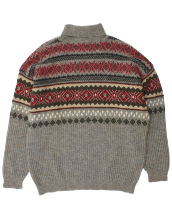 Stefanel Herren Rollkragenpullover Pullover XL Grau Fair Isle