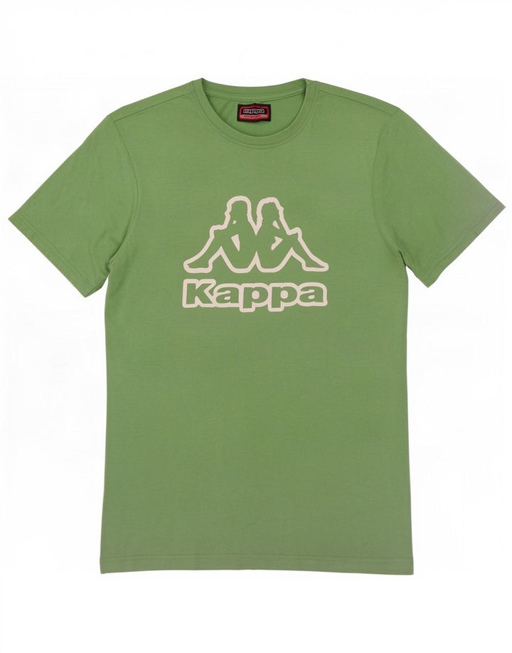 Kappa Herren Grafik-T-Shirt-Oberteil aus mittelgrüner Baumwolle