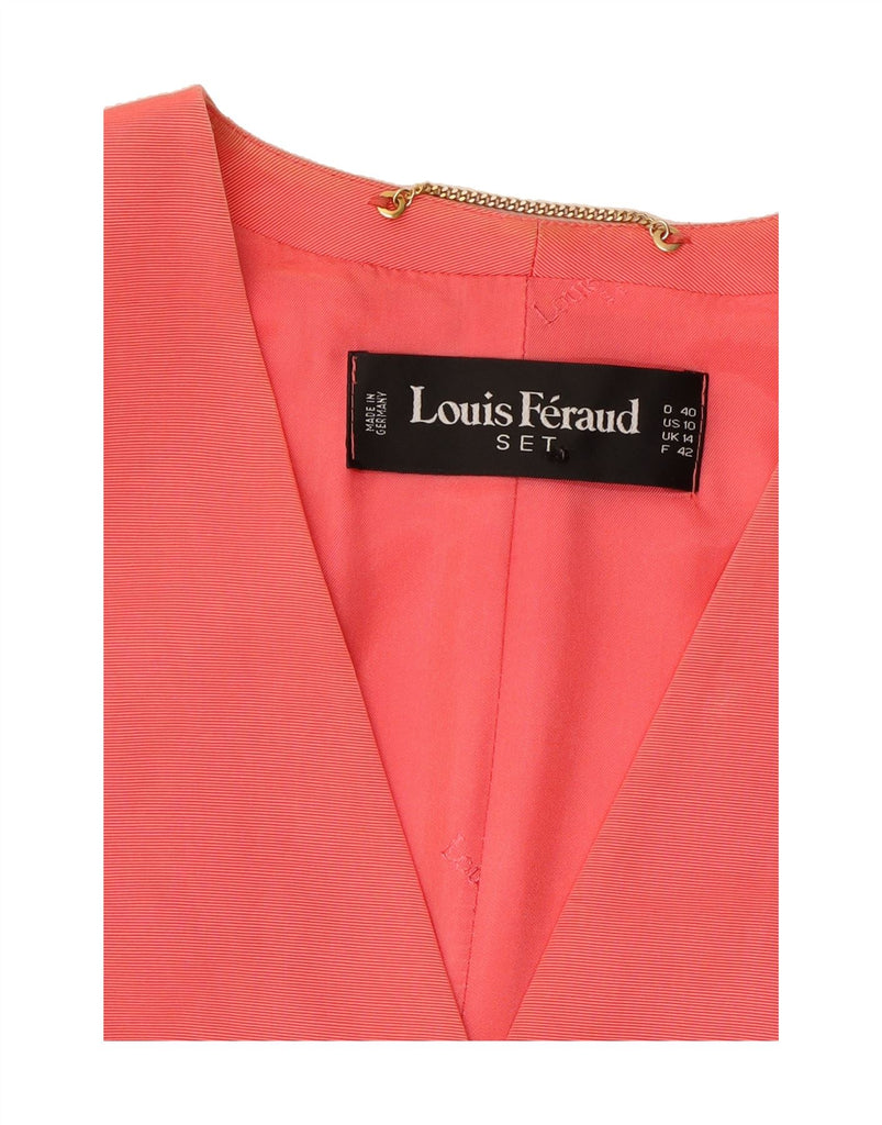 LOUIS FERAUD Womens Short Sleeve 1 Button Blazer Jacket UK 14 Medium Pink Vintage Louis Feraud and Second-Hand Louis Feraud from Messina Hembry 