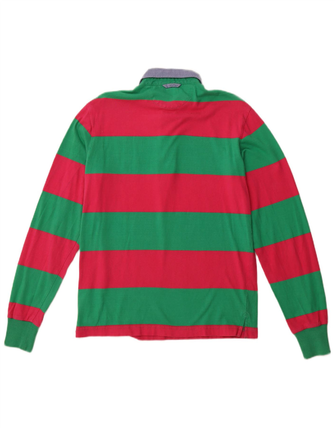 Gant Herren-Langarm-Rugby-Poloshirt aus mittelgrün gestreifter Baumwolle