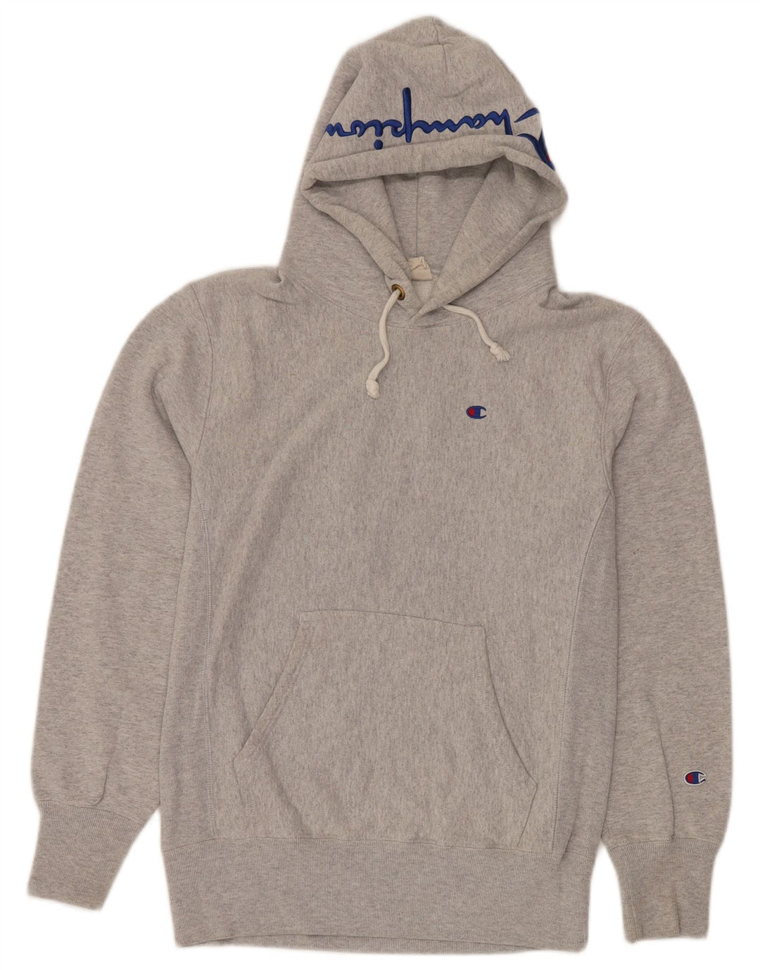 CHAMPION Mens Reverse Weave Graphic Hoodie Jumper Medium Grey