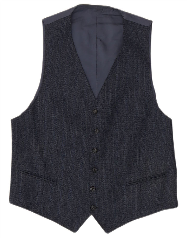 Vintage Herrenweste, klein, marineblau, Nadelstreifen