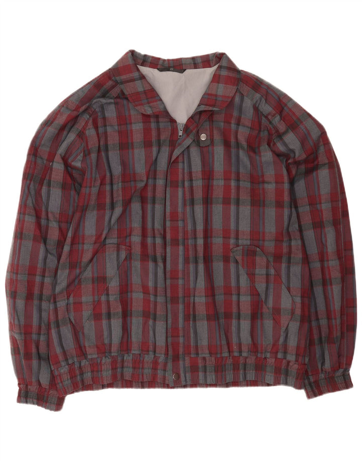 Vintage Herren Bomberjacke UK 42 XL Rot kariert Polyester
