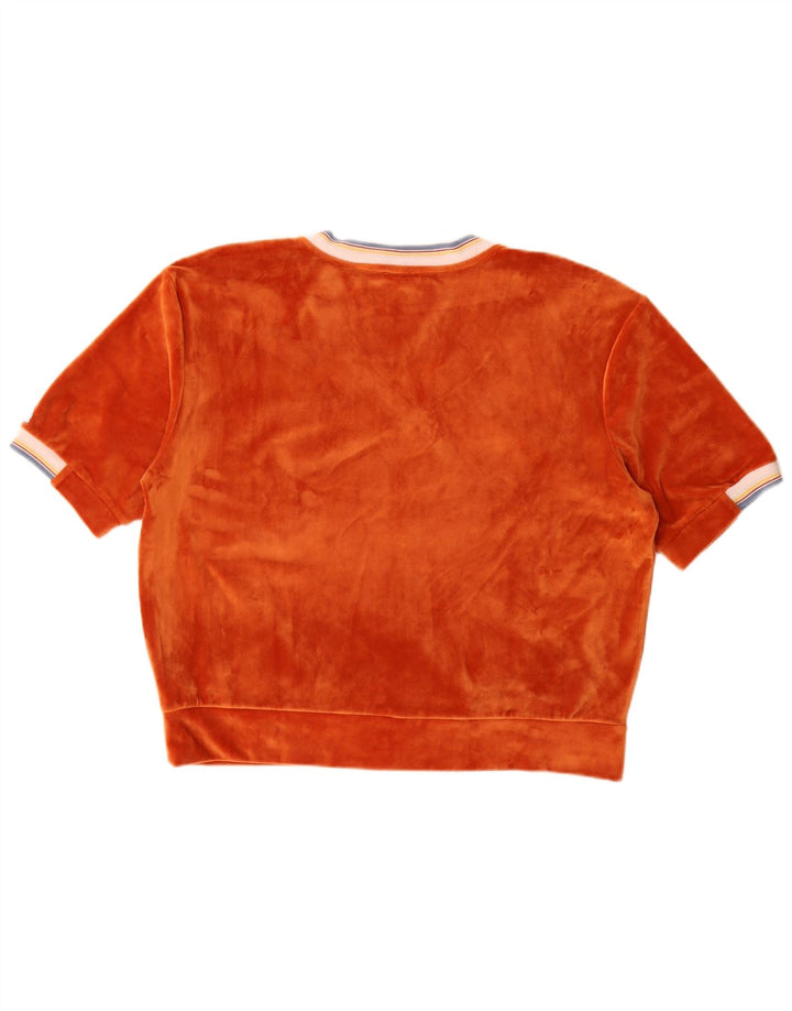 Benetton Damen-Blusenoberteil aus Samt, übergroß, UK 46, Größe L, Orange, Polyester