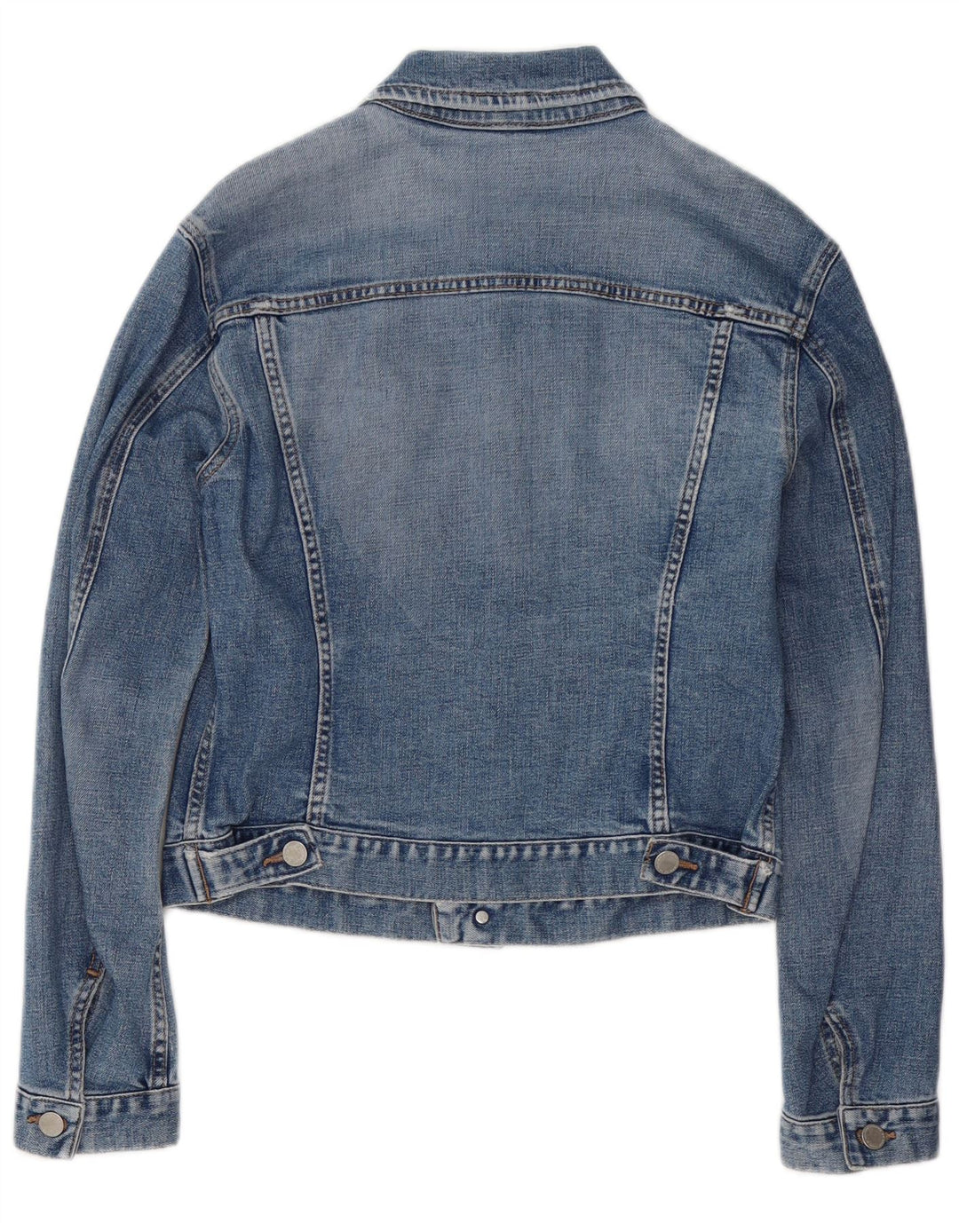 Benetton Damen Crop Denim Jacke UK 10 Small Blue