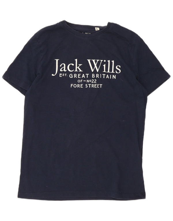 Jack Wills Jungen-T-Shirt mit normaler Grafik, Marineblau, Baumwolle, 14–15 Jahre