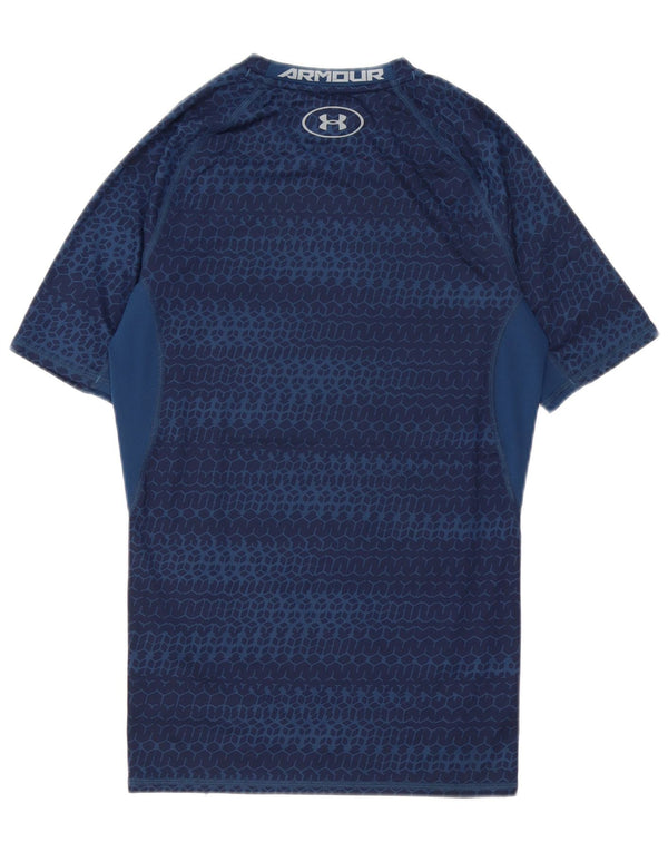Under Armour Herren Heat Gear T-Shirt Top Medium Marineblau Geometrisch