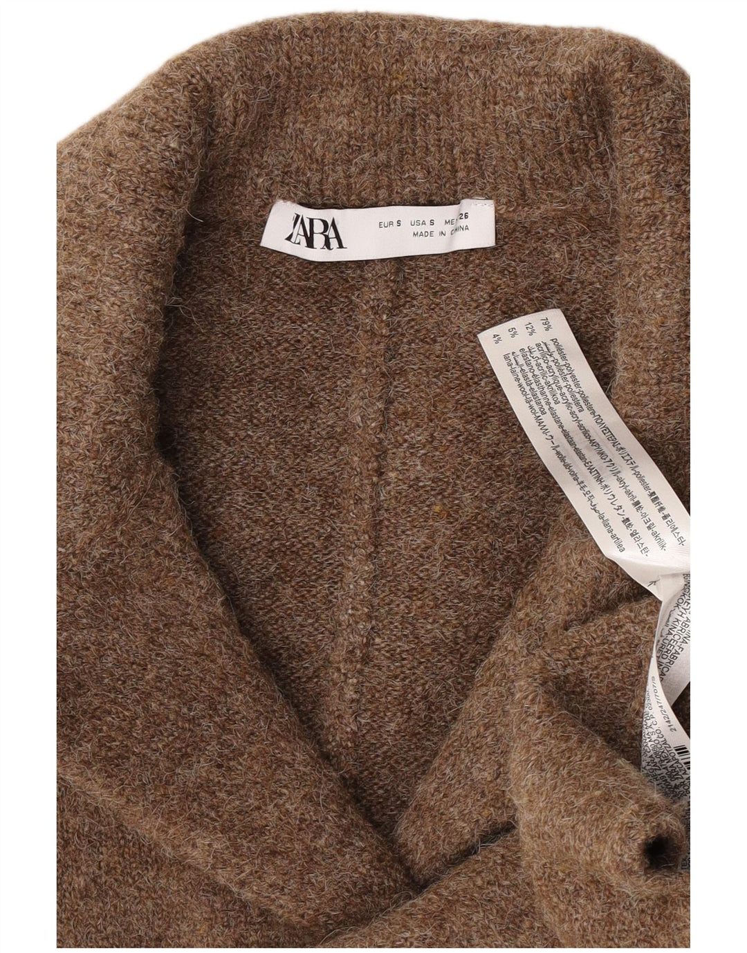 Zara Damen-Strickjacke in Übergröße, Gr. 10, Größe S, braun, Polyester