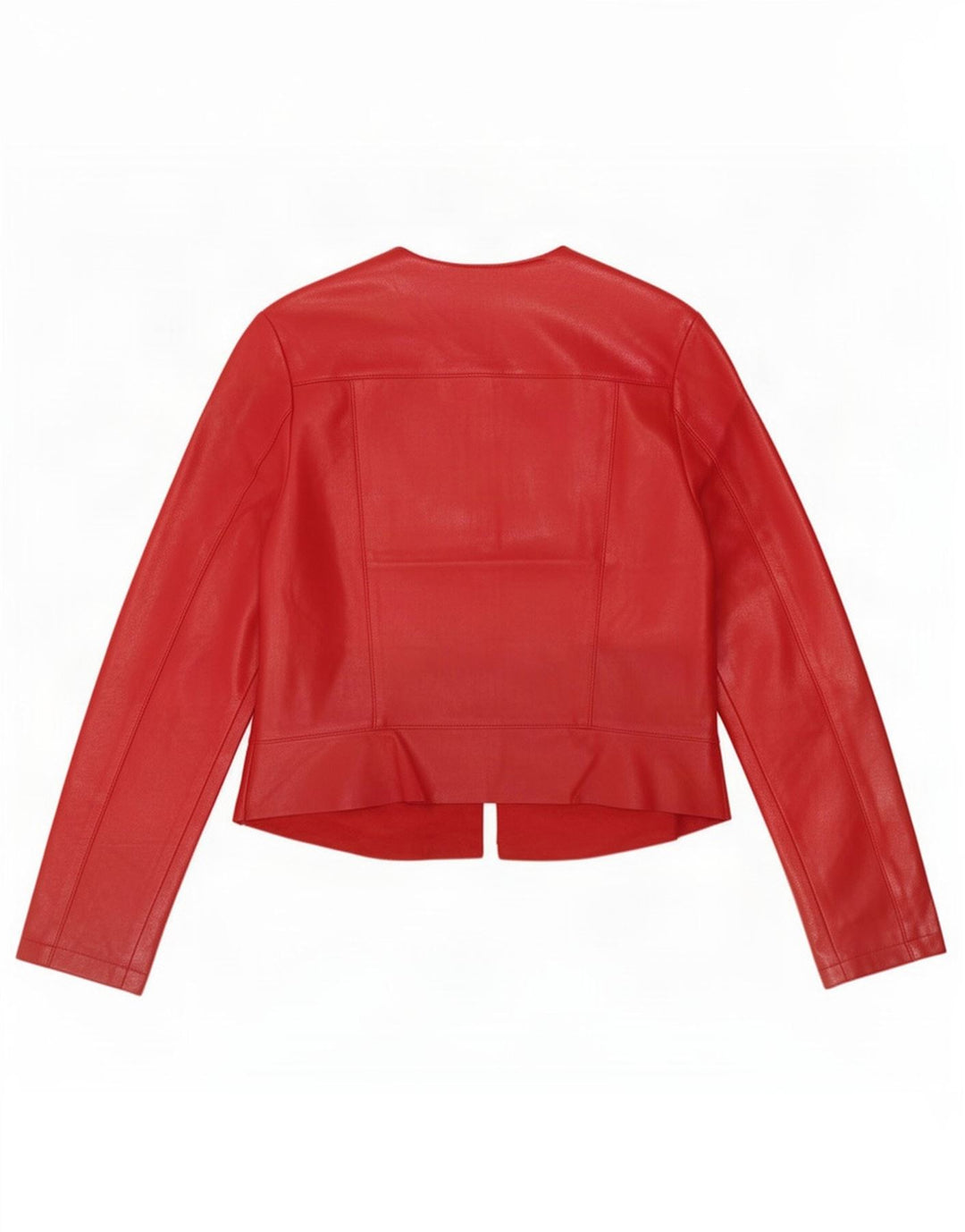 Zara Damen Crop Kunstlederjacke UK 12 Mittelrotes Polyester