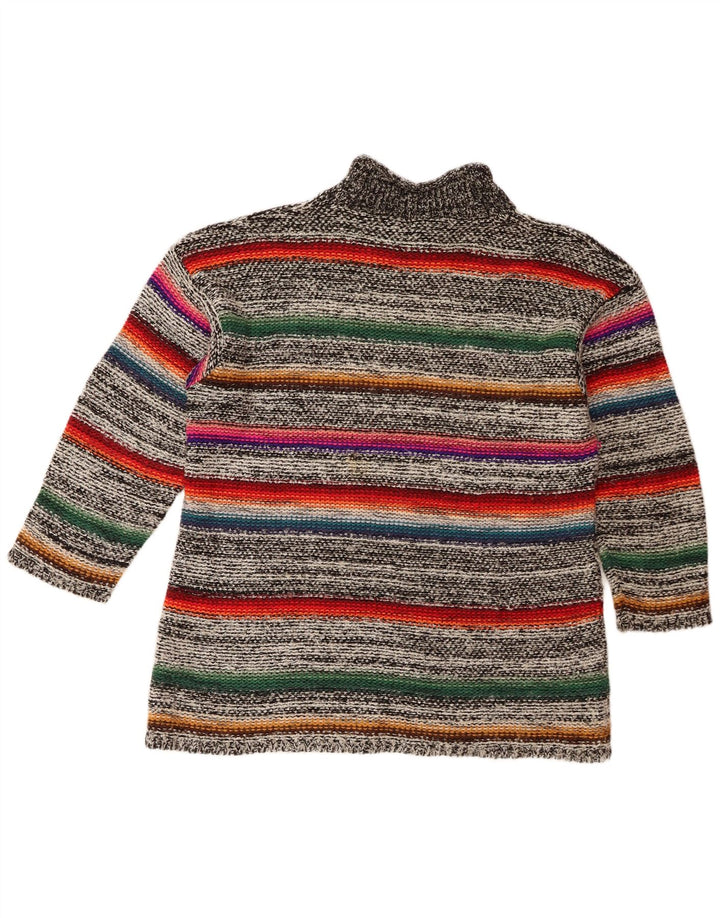 Vintage Damen Rollkragenpullover Pullover UK 16 Groß Mehrfarbig gestreift