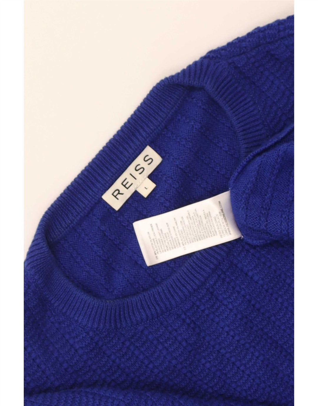 Reiss Herren-Pullover mit Rundhalsausschnitt, groß, aus blauer Baumwolle