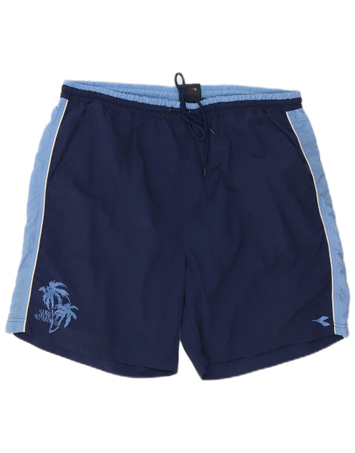 DIADORA Herren-Badeshorts 2XL Marineblaues Colourblock-Polyester