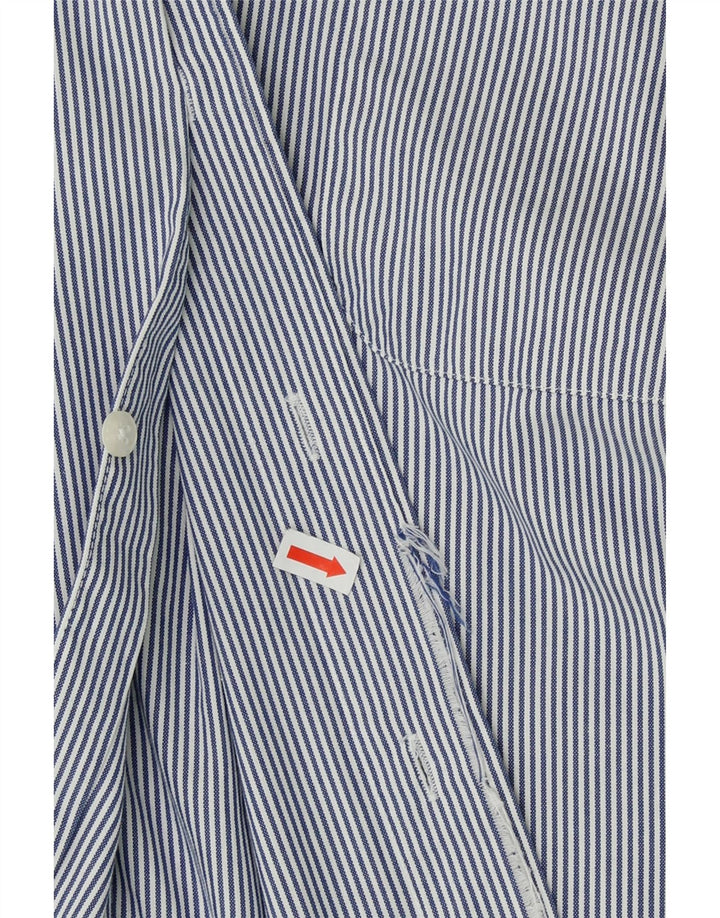 IZOD Mens Shirt Size 16 Large Blue Striped Cotton Vintage Izod and Second-Hand Izod from Messina Hembry 