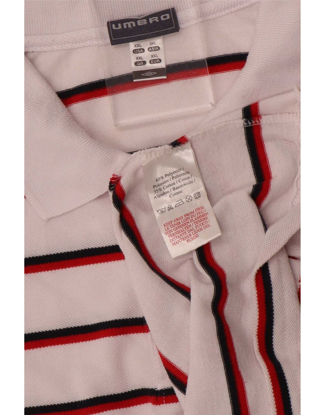 Umbro Herren Poloshirt 2XL weiß gestreift aus Polyester