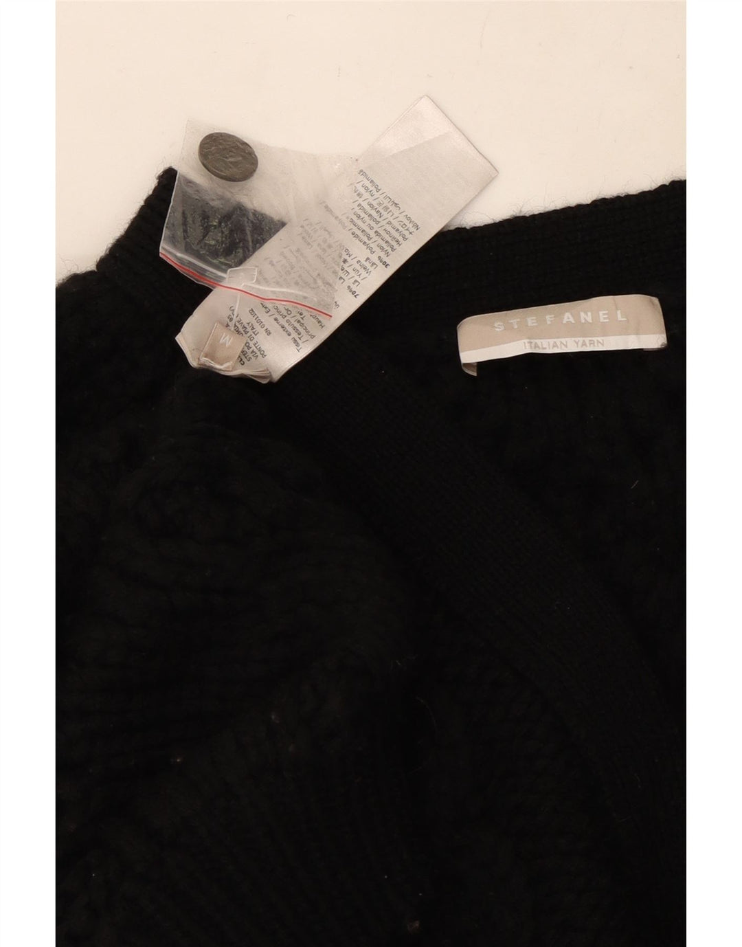 Stefanel Damen Strickjacke UK 14 Mittelschwarze Wolle