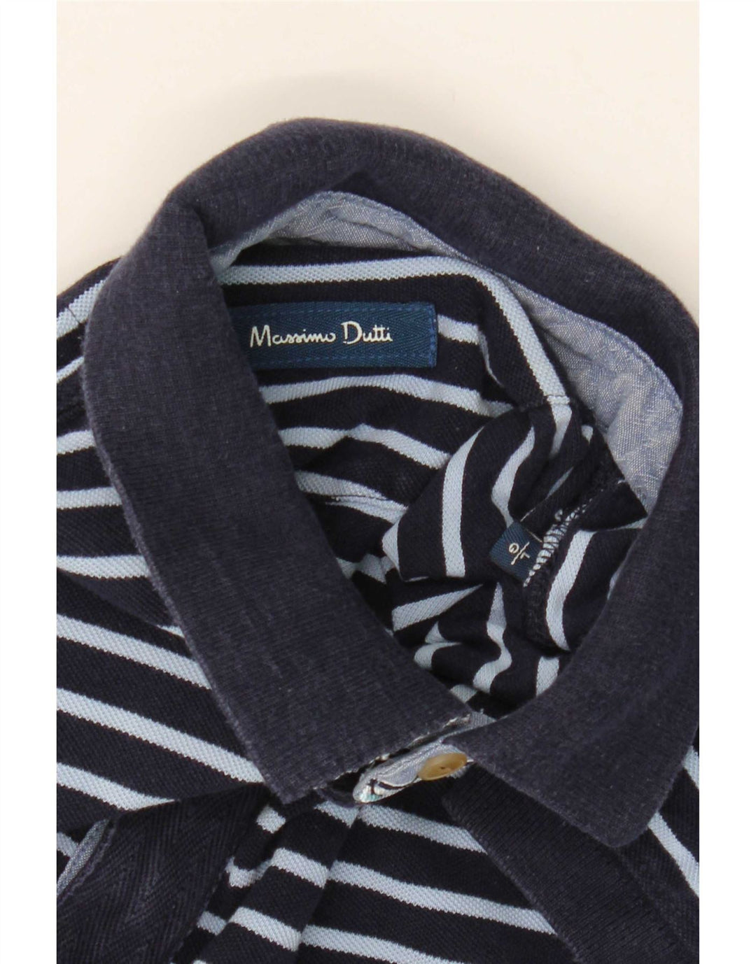 Massimo Dutti Herren-Poloshirt, groß, marineblau gestreift