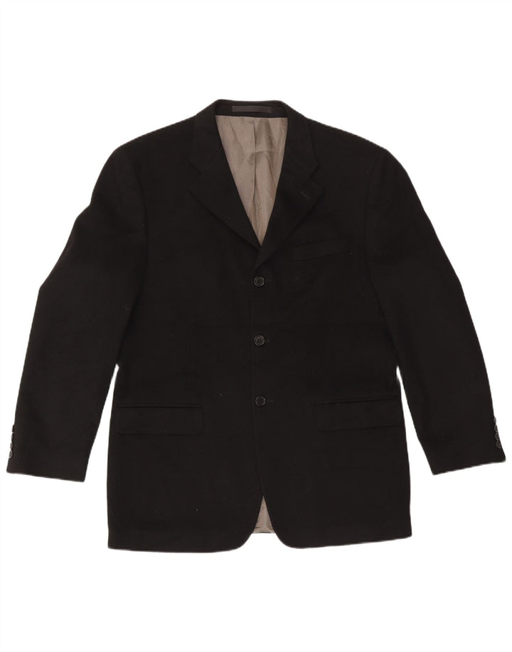 Marks & Spencer Herren-Blazer mit 3 Knöpfen, UK 38, mittelschwarze Wolle