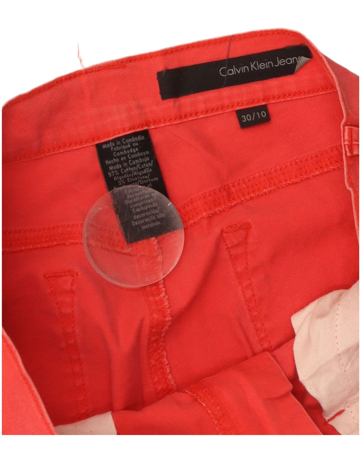 Calvin Klein Damen Slim Fit Cropped-Hose US 10 Medium W30 L26 Rot