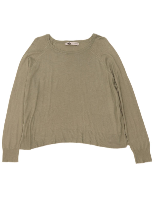 Zara Damen-Blusenoberteil mit lockerer Passform, UK 14, mittlere Khaki-Viskose