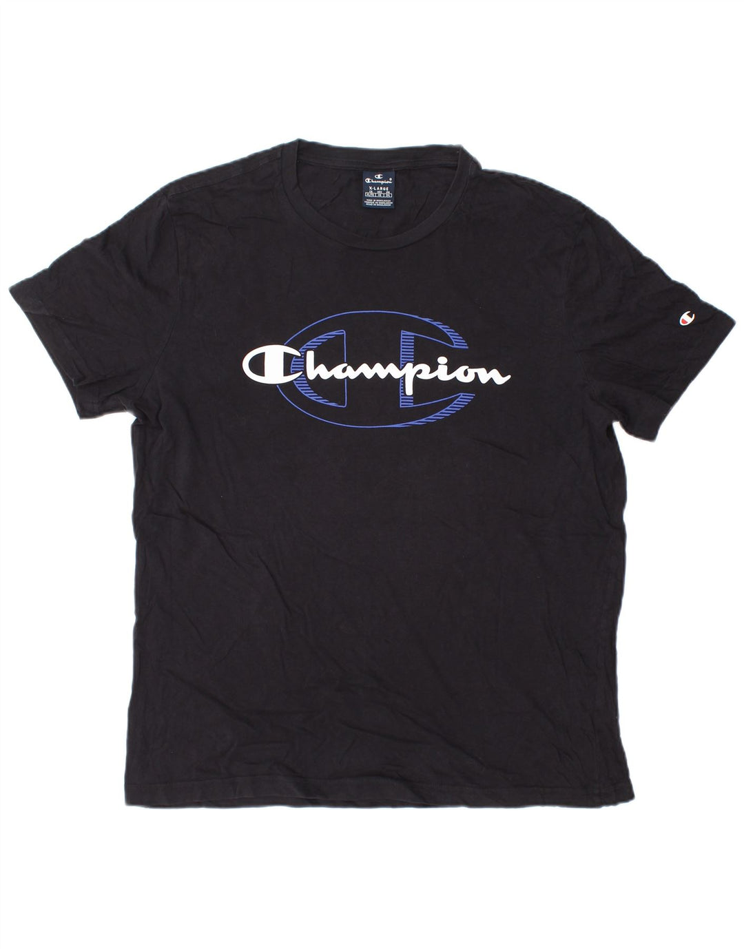 CHAMPION Herren Grafik T-Shirt Top XL Schwarz Baumwolle