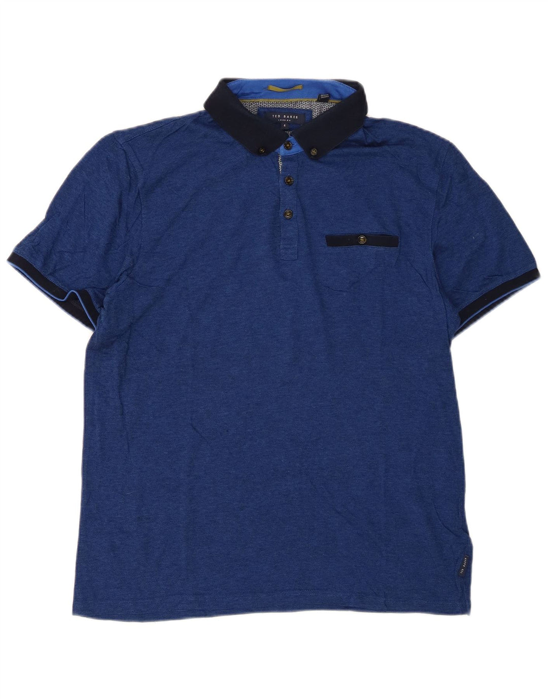 Ted Baker Herren-Poloshirt, Größe 4, groß, blaue Baumwolle